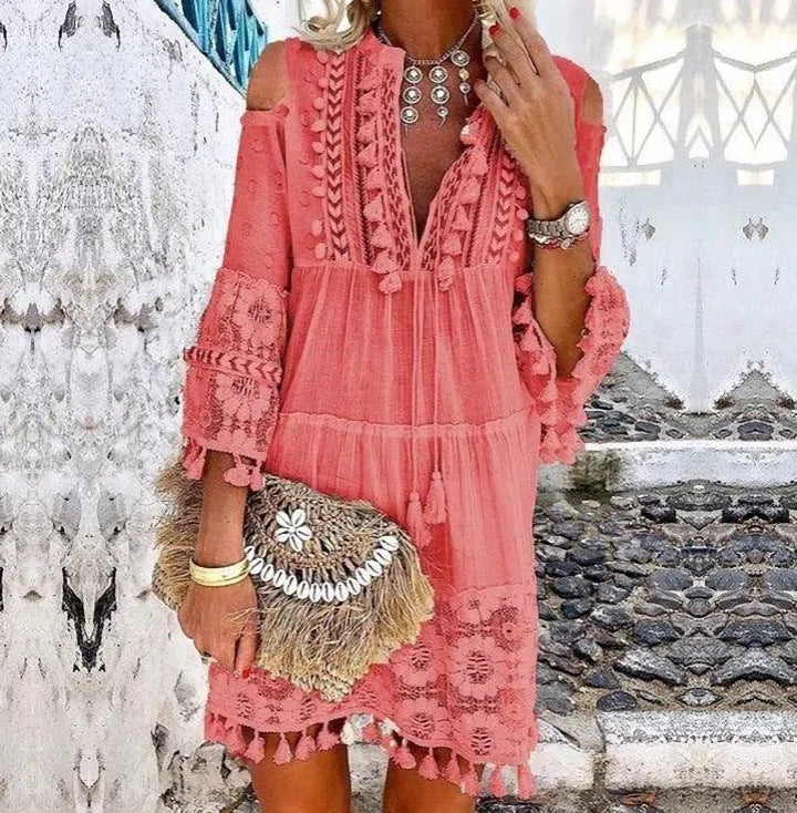 THELMA | EMBROIDERED COTTON LINEN DRESS