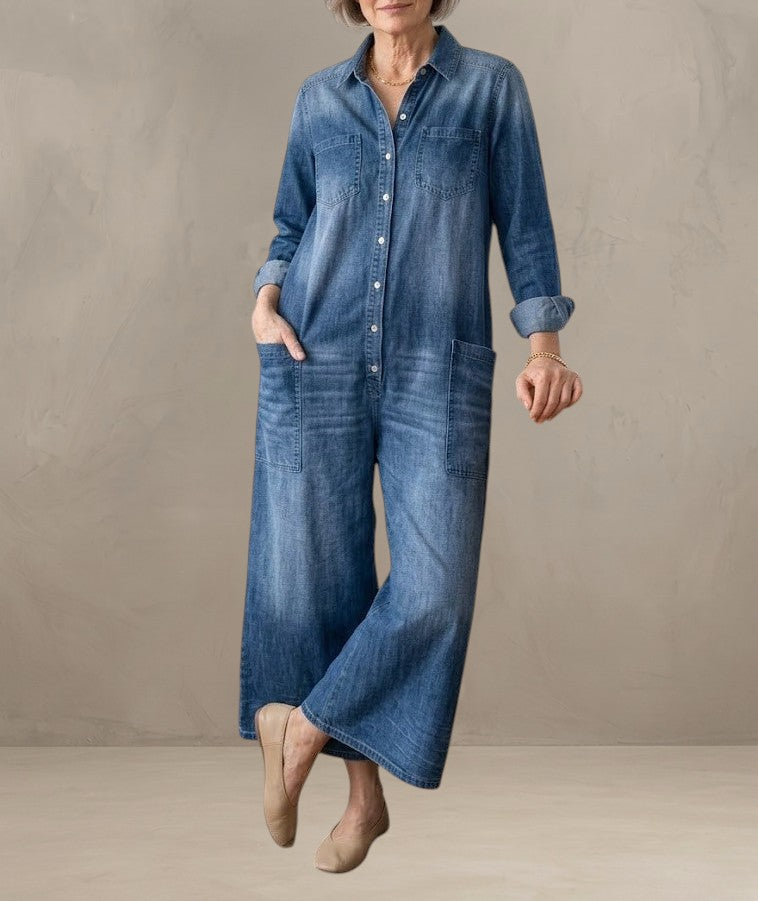 DIANA | VINTAGE DENIM JUMPSUIT WITH BUTTONS